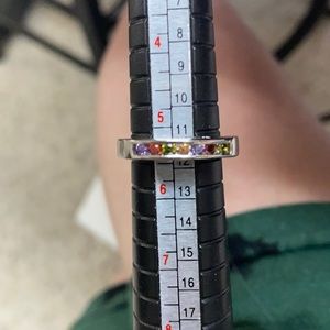Ring with rainbow gems